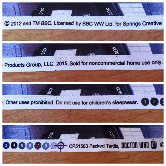 Doctor Who Packed Tardis Fabric New Unused 43" x 46" Blue Purple CP51563 - Picture 3 of 6